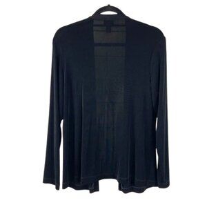 Chico’s Travelers Slinky Black Open Front Cardigan Size: 3